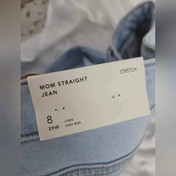 Mom Straight Stretch Light Blue Women's Jeans Size Us8 Long - Picture 4 of 10